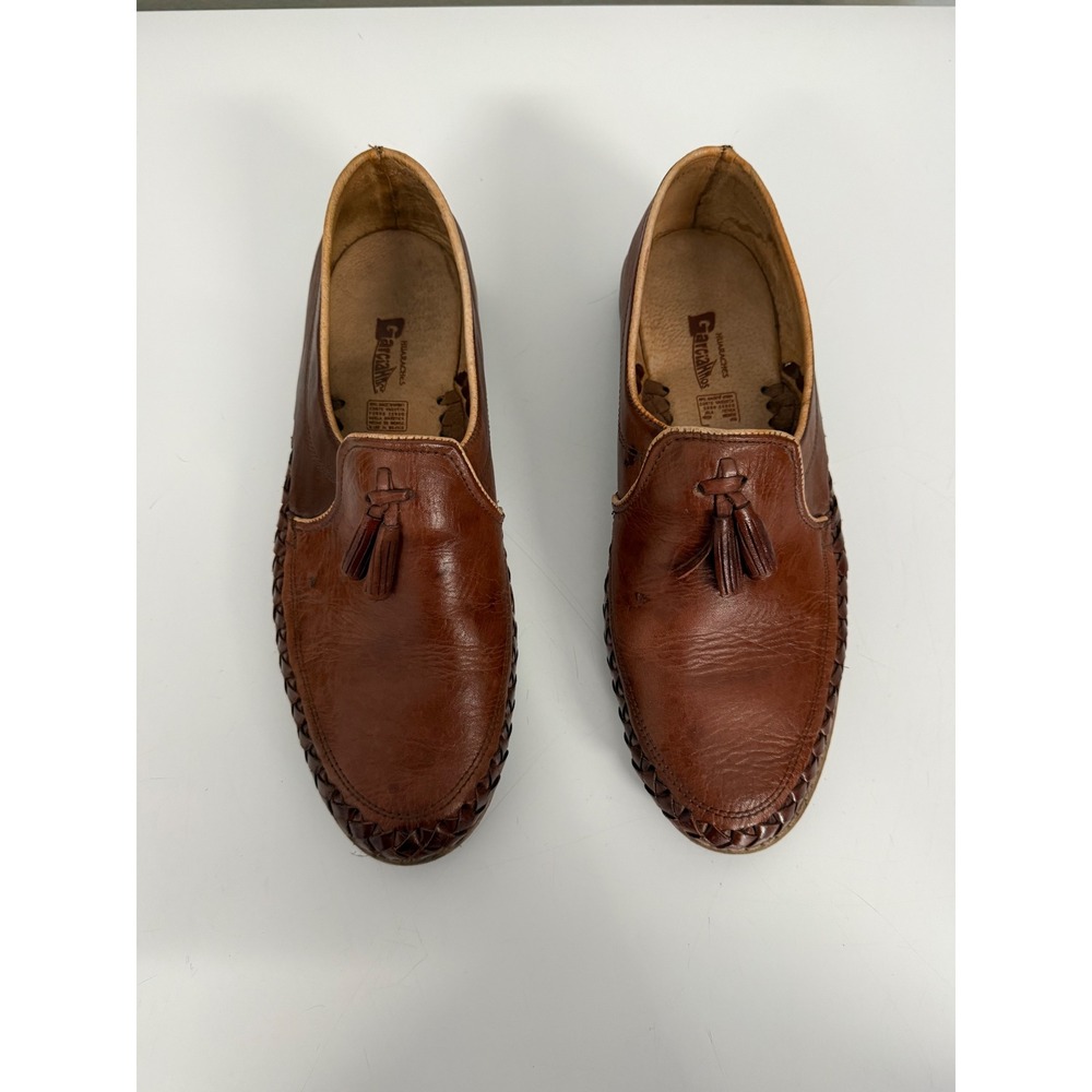 Garcia Hnos Huaraches Mens Brown Leather Tassel Loafers Woven Slip On Shoes 11
